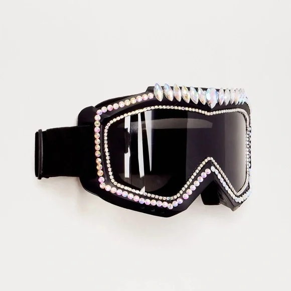 Crystal Embellished Black Ski Goggles - Picture 4 of 6